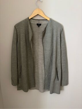 Talbots Olive Grey Open-Front Women's Cardigan Sweater Sz Sp